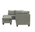 Goldoma 3-Piece L-Shape Convertible Fabric Sectional Sofa in Gray with tufted back and wood legs in a modern living room