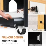 Goldoma Light Oak Cat Litter Box Enclosure with Sisal Scratching Door – top view