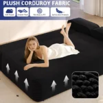 Frameless Sofa Set 2-in-1 Convertible Sofa Bed 3 Pillows-Plush Corduroy Fabric Modern Multi-Functional 3-Seater Apartment Sofa - Image 5