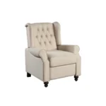 Goldoma Beige Microfiber Manual Club Recliner with Massage and Extendable Footrest – side view
