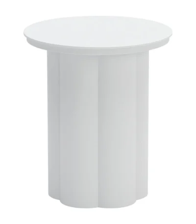 Goldoma white aluminum pedestal end table 19 inch round table for living room side table