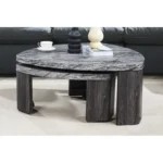 Modern nesting coffee table set of 2 with genuine marble tops and wood frames, by Goldoma