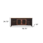 Goldoma 79-inch black distressed solid wood TV stand with enclosed storage and cable management