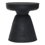 Black farmhouse solid wood end table - 18 inch round wooden accent table for living room