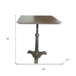 Rustic side table - 30-inch brown iron square pedestal end table with distressed finish placed beside a sofa