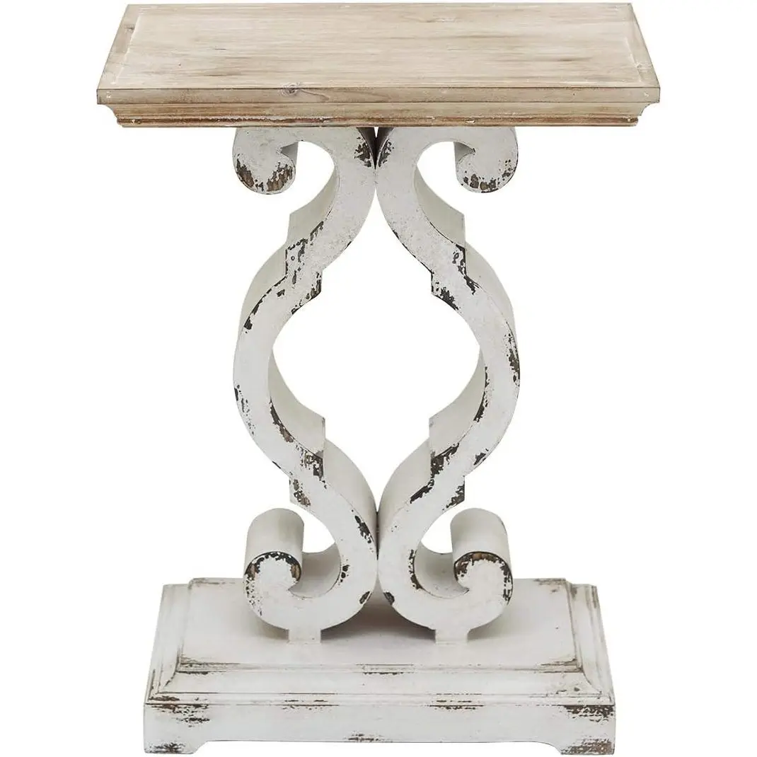 Heea3e06029ab43f9bf0e175fccd95366M.webp Rustic farmhouse end table with natural solid fir wood top and black metal base, ideal as side table