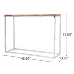 Goldoma boho console table with recycled wood top and mirrored accents in entryway