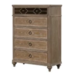Goldoma 4-Drawer LED Chest Dresser in rustic oak veneer with soft lighting and four drawers