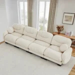 Pleated Design Cozy Chenille Fabric 4 Seater Modular Sofa Set with High-Density Ergonomic Foam Seat for Apartment & Hotel Use - Image 3