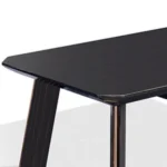 Goldoma 55-inch coffee table with drawer in ebony and dark brown wood with stainless steel base in living room