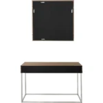 Goldoma 47-inch antique console table with drawer and mirror in brown and silver finish for entryway or living room