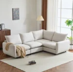 Goldoma modular L-shaped sectional sofa set with ottoman in fabric upholstery, foldable and eco-friendly design for living room