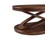 Goldoma 44 inch modern oval wood coffee table with X base and open storage in living room