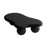 Goldoma unique coffee table - cloud shaped with 3 ball legs, 47 inch black MDF surface for modern living room