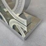 Goldoma crushed diamond mirrored console table modern silver entryway table with crystal inlays
