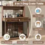 Goldoma Luxury Dog Crate Furniture with Double Doors and Electrical Outlets – Solid Wood, Modern Design for Living Room
