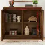 Goldoma Mid-Century Modern Solid Wood Fluted Sideboard with Outlet Holes