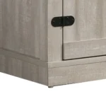 Goldoma Mid-Century Double Barn Door TV Stand in stone grey for 55-59 inch TVs with sliding doors and storage