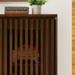 Goldoma Mid-Century Modern Solid Wood Fluted Sideboard with Outlet Holes – side view