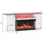 Goldoma Mid-Century 80" TV Stand with Electric Fireplace, 3-Sided Glass, Adjustable Shelves & LED Lights – side view