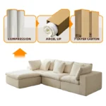 Goldoma modular sectional compressed sofa with memory foam fabric upholstery in a modern living room