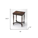 Goldoma cherry brown starburst end table with wood inlay design, perfect as a compact side table