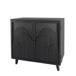 Goldoma 31 inch black wood storage cabinet with embossed door accent furniture for living room