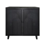 Goldoma 31 inch black wood storage cabinet with embossed door accent furniture for living room