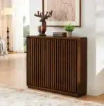 Goldoma Mid-Century Modern Solid Wood Fluted Sideboard with Outlet Holes – top view