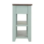 Goldoma retro blue console table with drawers and shelves in living room