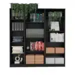 Goldoma 5-Tier Black Glass Bookshelf for Home Office – base detail