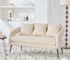 Modern Velvet Upholstered Loveseat Settee with 3 Pillows – Cross Back Design