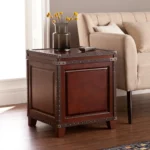 Goldoma 24 inch solid wood end table in rustic brown finish square accent table for living room