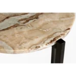 Goldoma brown tan marble round end table with black metal base in living room