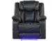 Goldoma Modern Contemporary LED Power Recliner – Convertible Faux Leather Upholstery with Wood/Metal Frame, Black Single