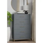 Goldoma 33-Inch 5-Drawer Dresser Gray Solid Wood for Bedroom – base detail