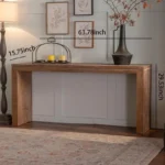 Goldoma rustic farmhouse console table in entryway with antique wood finish