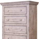 Goldoma 37 inch white solid wood five-drawer chest dresser for bedroom storage