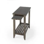 Goldoma 24-inch brown gray rectangular end table with shelf and pull-out tray in living room