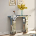 Goldoma mirrored solid wood console table with bling silver glass top in a modern entryway