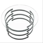 Goldoma round coffee table with chrome base and tempered glass top in modern living room
