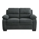 Goldoma Hugh dark gray chenille L-shape loveseat with tufted back in modern living room