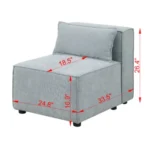 Goldoma grayish blue modular sectional sofa 3-seater L-shaped chenille fabric