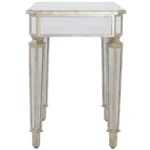Silver distressed glass end table - Goldoma 26 inch square side table with solid wood frame in living room