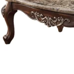 Goldoma 57 inch faux marble coffee table with oak base in living room