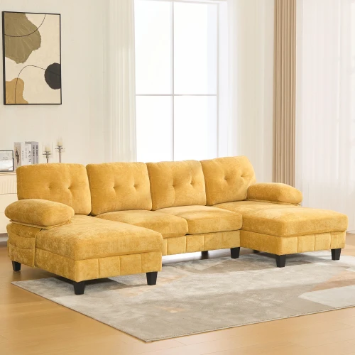 Hf9008912ccbe4191ae63e01d90c671d3I.webp Goldoma 103.5 inch square convertible sectional sofa set with dual chaise lounges and storage pockets in modern living room