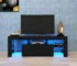 Goldoma Modern TV Stand with LED Lights and Adjustable Storage