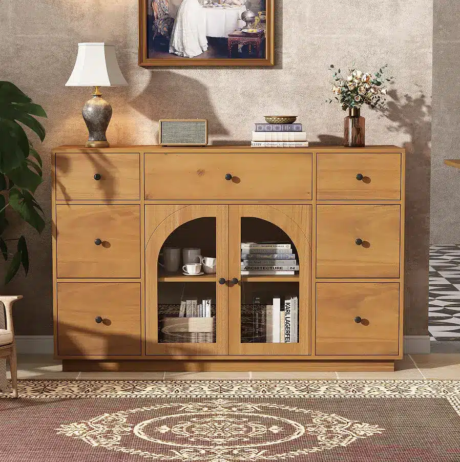 Goldoma Modern Storage Cabinet with 2 Doors and 7 Drawers - Eco-Friendly MDF Sideboard