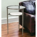 23" Bronze Clear Glass Metal Round End Table with Shelf for Living Room HMS Furniture - Image 2