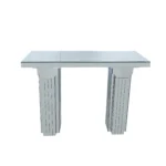 Goldoma mirrored solid wood console table with bling silver glass top in a modern entryway
